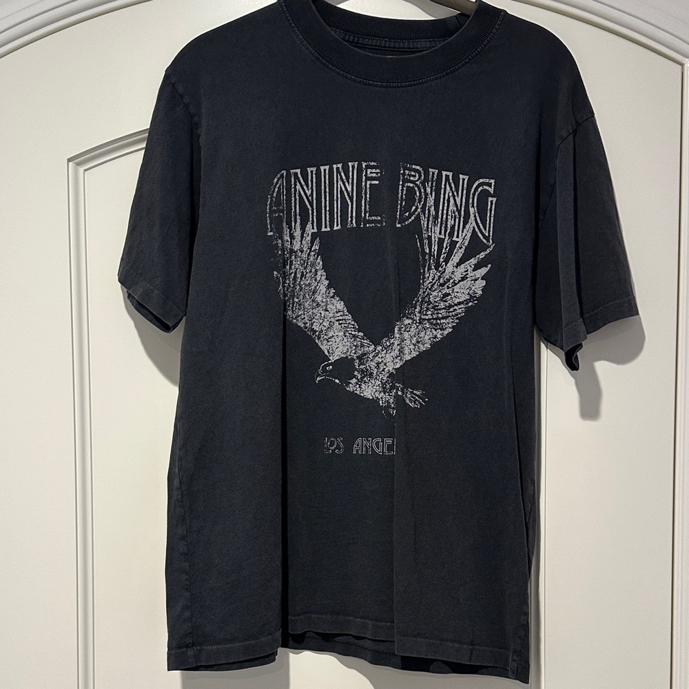 Anine Bing Charcoal Eagle Tee
